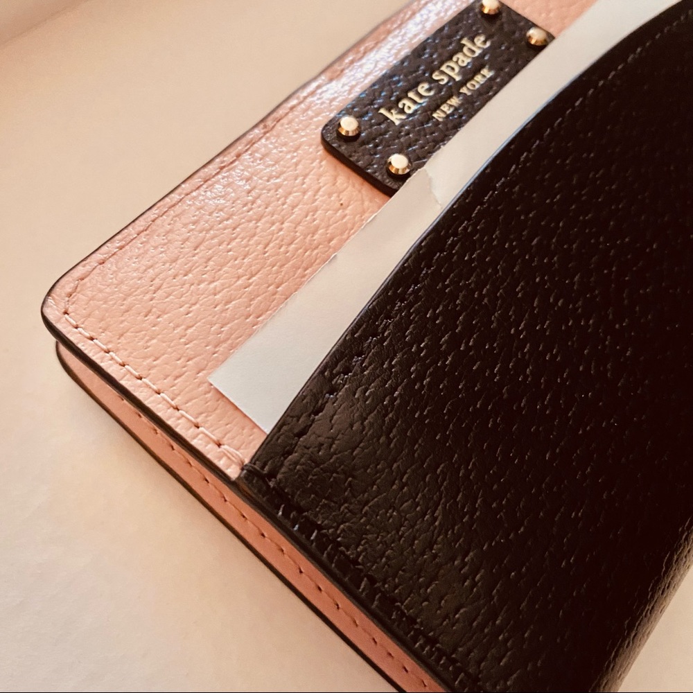 Kate Spade New Med Slim Bifold Wallet pink & black - Picture 1 of 13